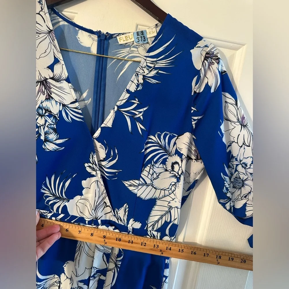 YUMI KIM Coastal Resort Spring Lg All For You Floral Blue Jumpsuit Wide Leg Crop